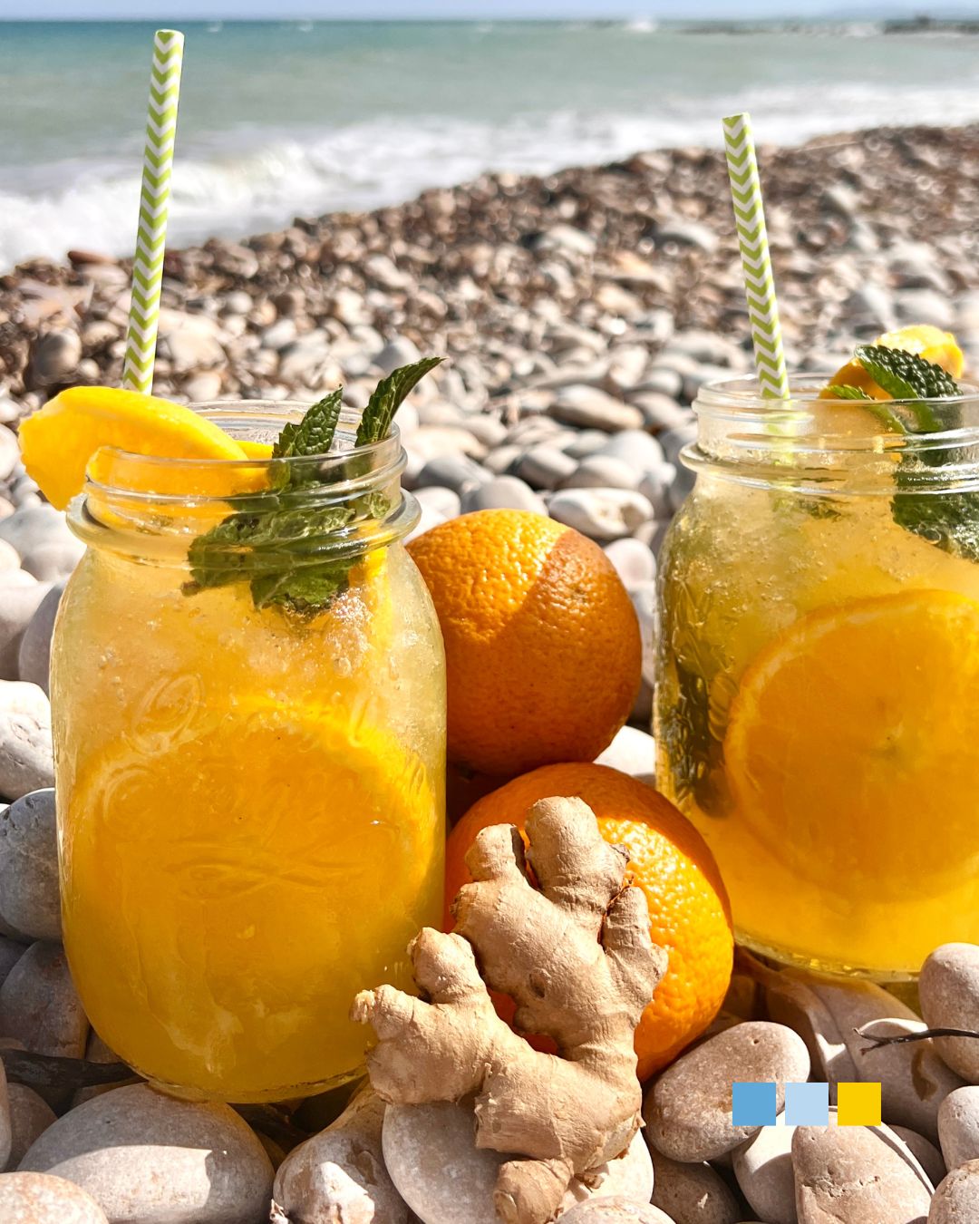 Mojito sin alcohol de naranja y jengibre