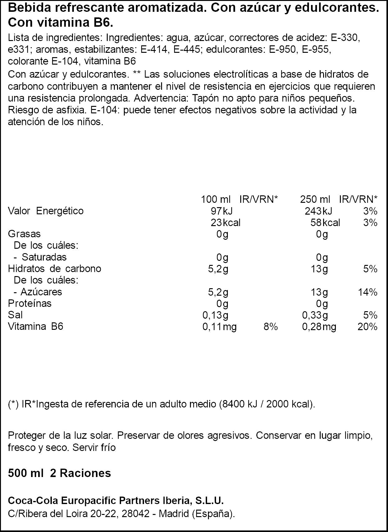 Bebida isotónica citrus Powerade 500ml