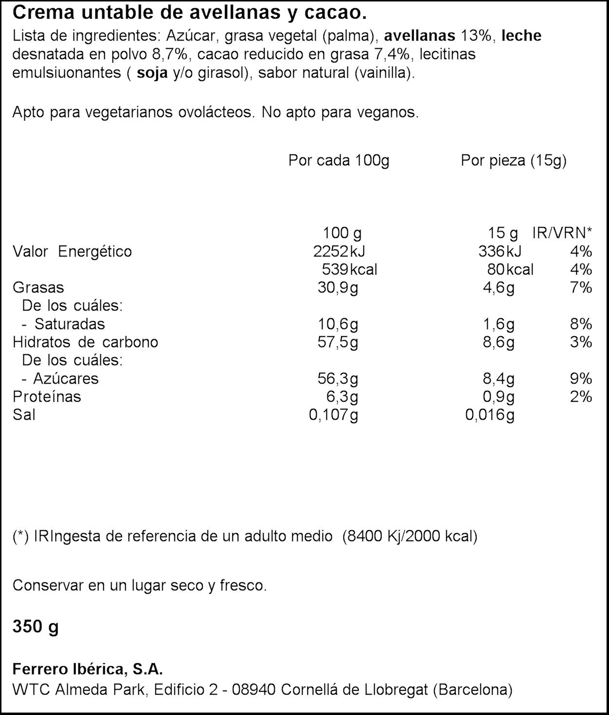 Crema cacao Nutella 350g