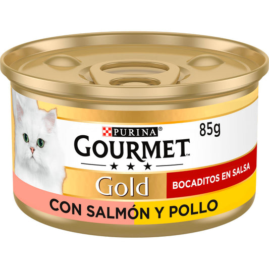 Comida húmeda gato salmón Gold lata Purina gourmet 85g La Despensa