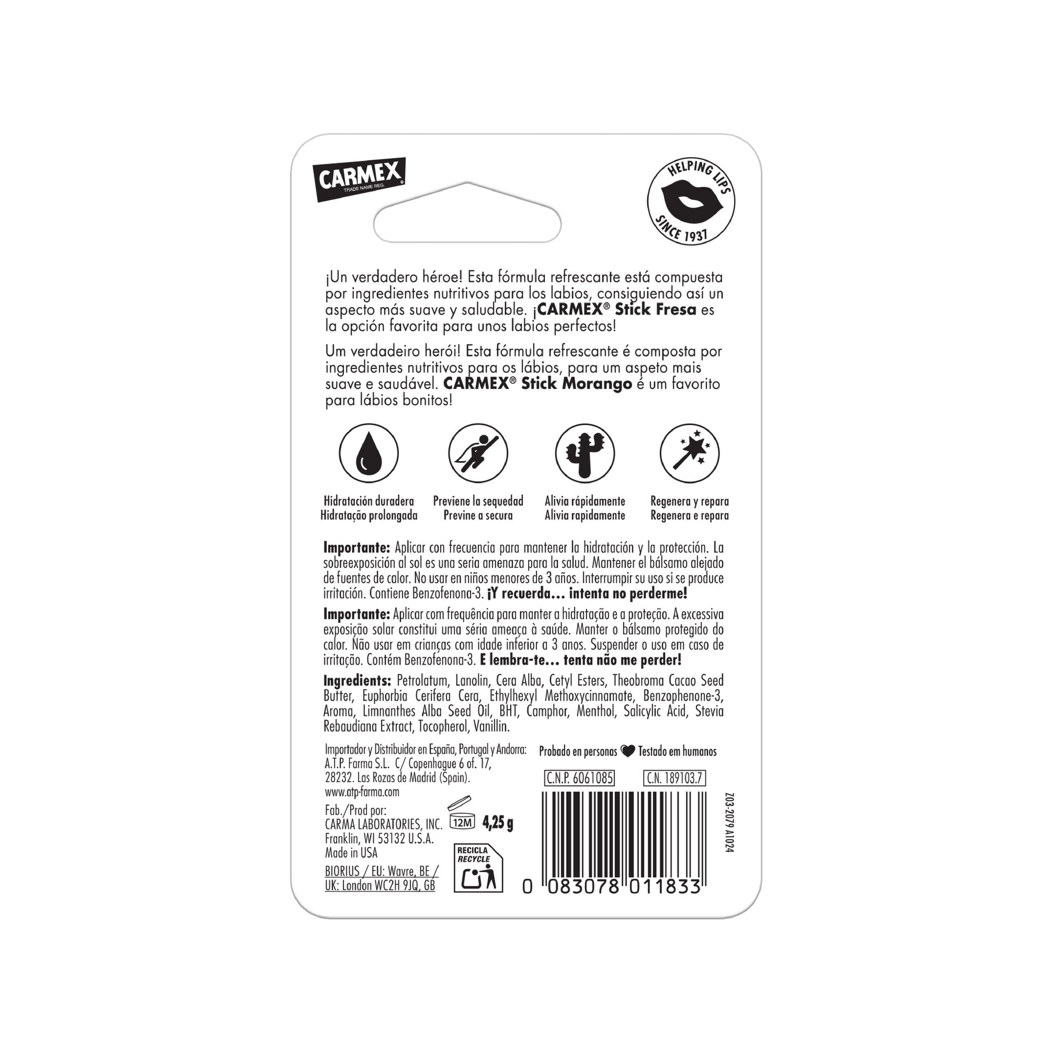 Bálsamo labial fresa Carmex 4.5g