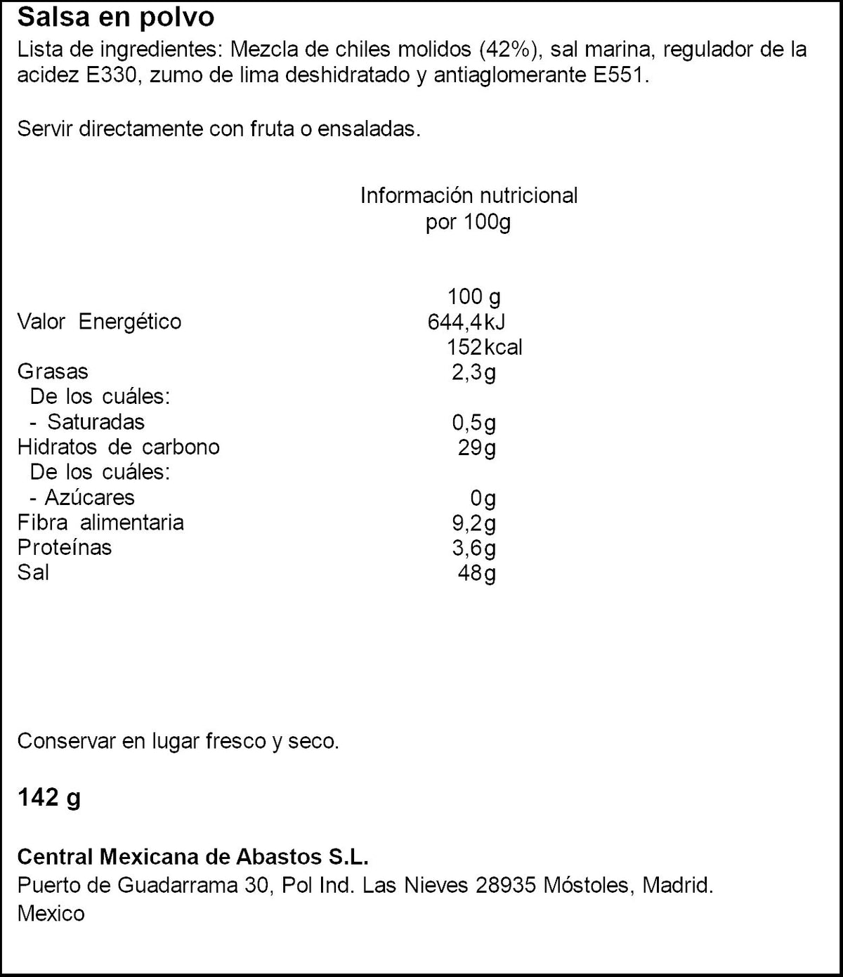 Chile en polvo  Tajin 142g