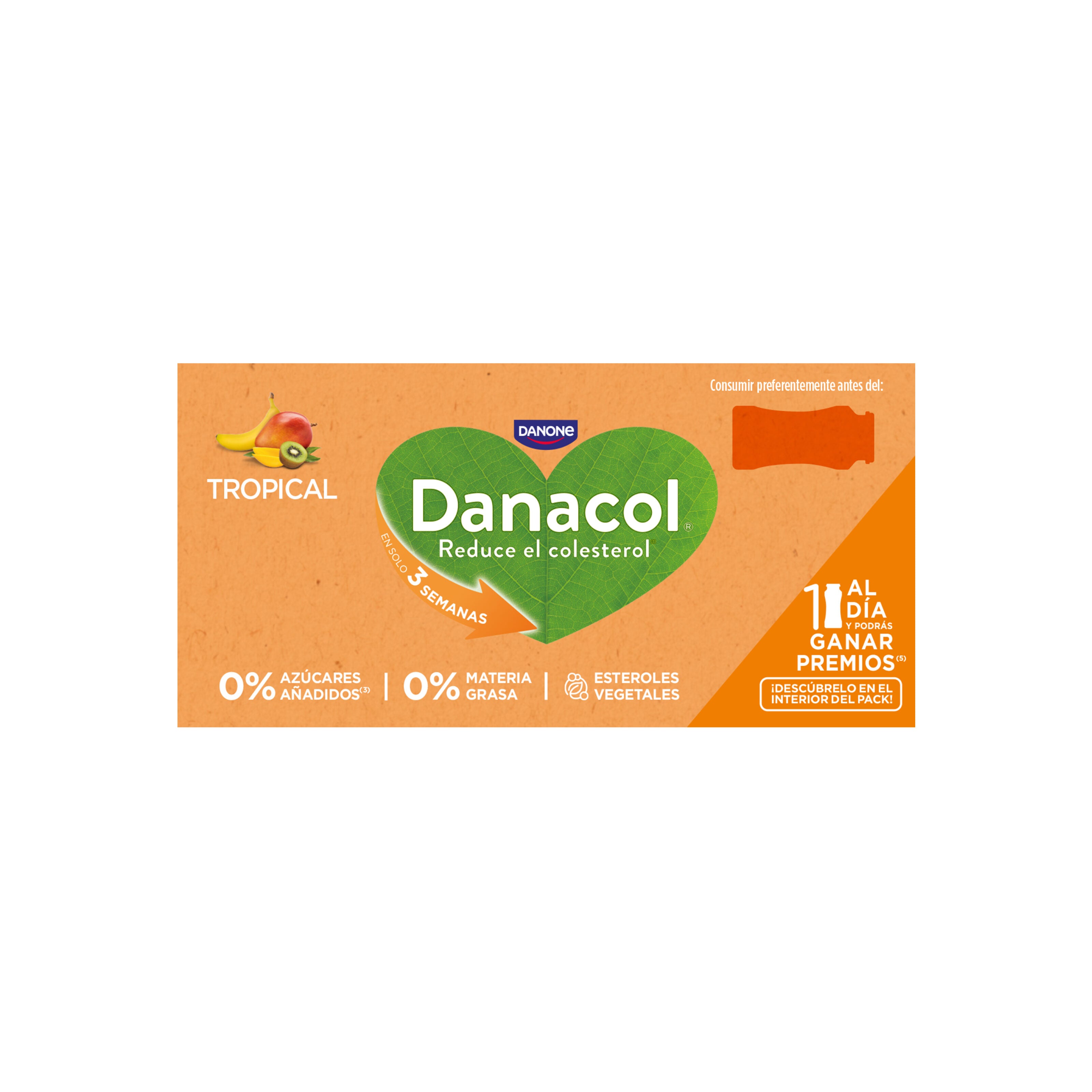 Yogur liquido tropical danacol 0% Danone p6 100g/u