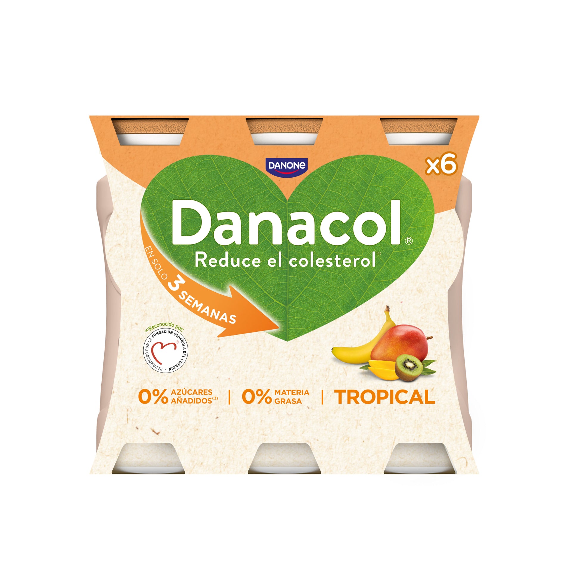 Yogur liquido tropical danacol 0% Danone p6 100g/u