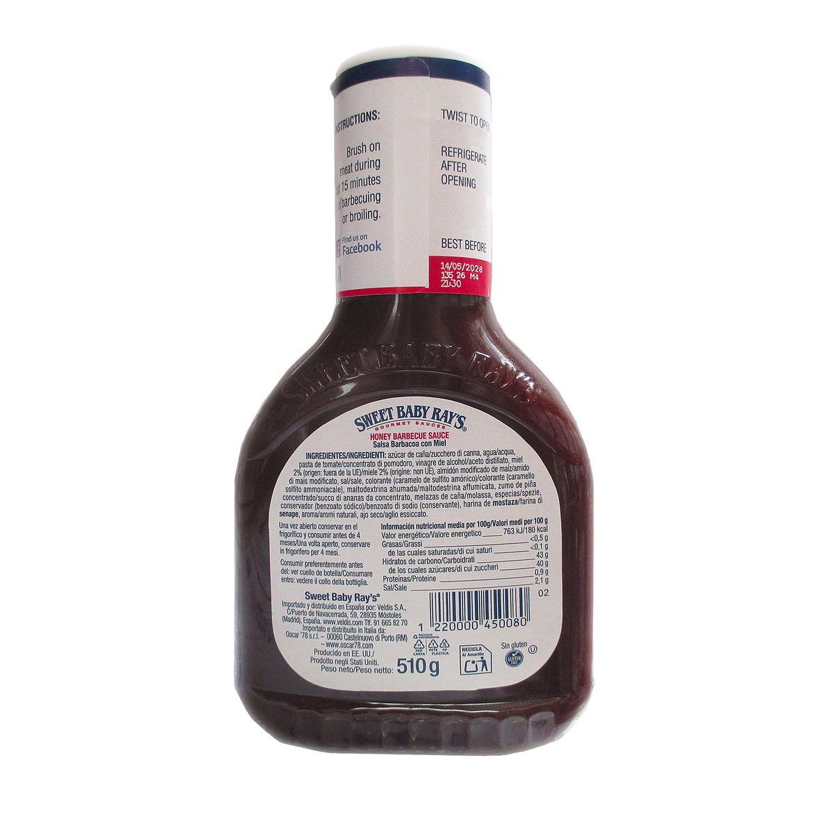 Salsa barbacoa y miel sweet baby rays pet 510g