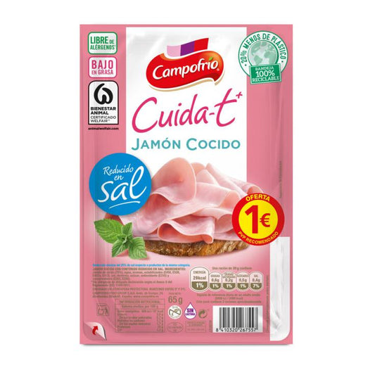 Jamón cocido r/sal cuidate lonchas Campofrio 65g La Despensa