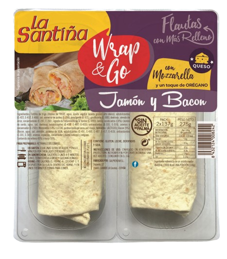 FLAUTA JAMON, BACON Y MOZZARELA LA SANTIÑA 275G