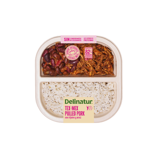 TEX MEX PULLED PORK CON ARROZ Y FRIJOLES DELINATUR 280G La Despensa