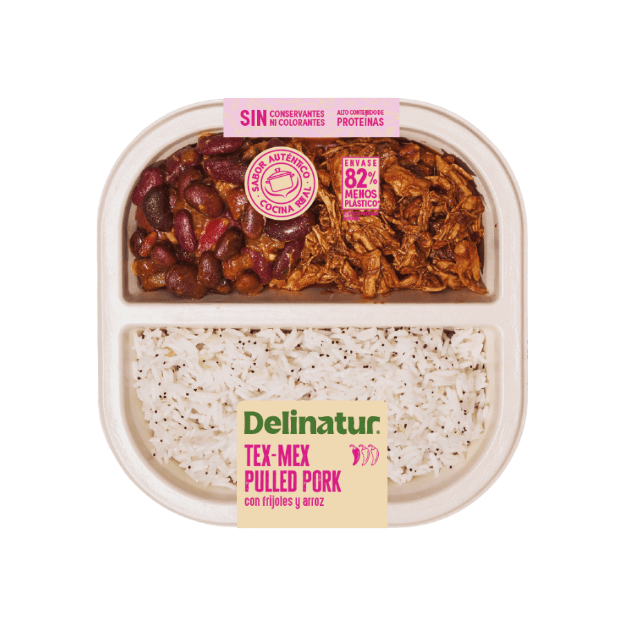 Tex mex pulled pork con arroz y frijoles Delinatur 280g