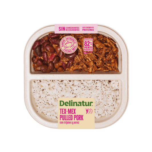 Tex mex pulled pork con arroz y frijoles Delinatur 280g La Despensa