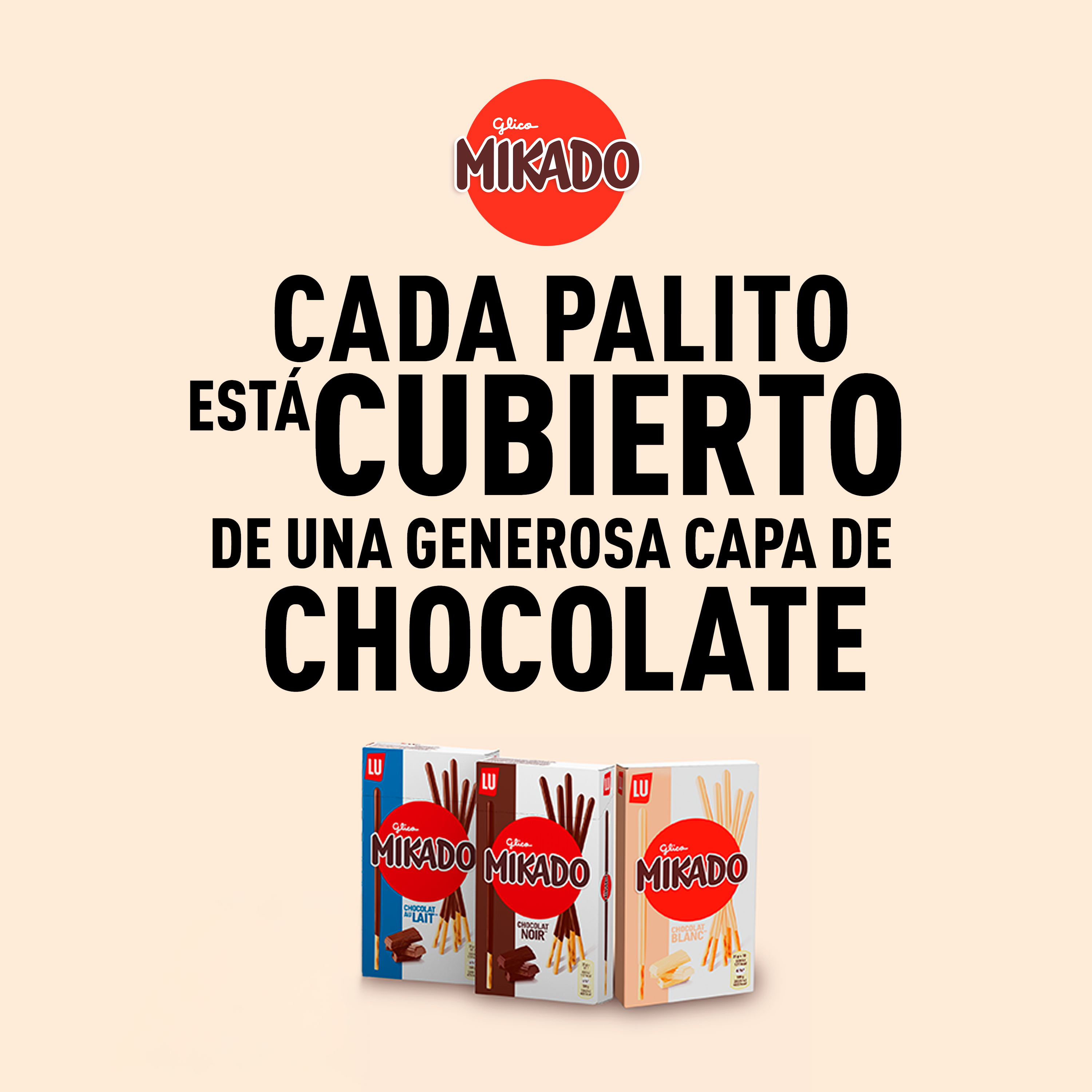 Palitos de chocolate chocolate leche Mikado 75g