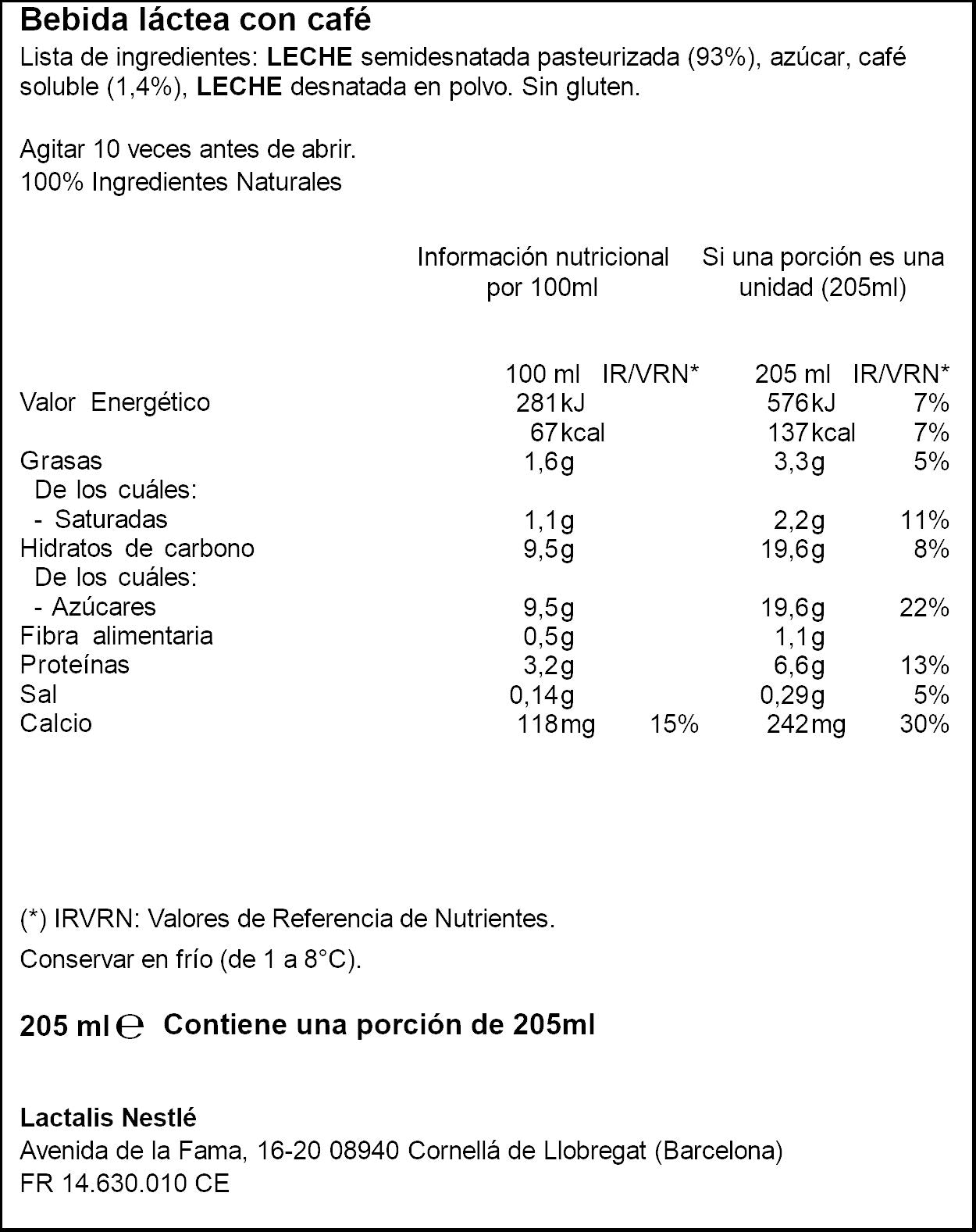 Café latte espreso Nescafe 205ml