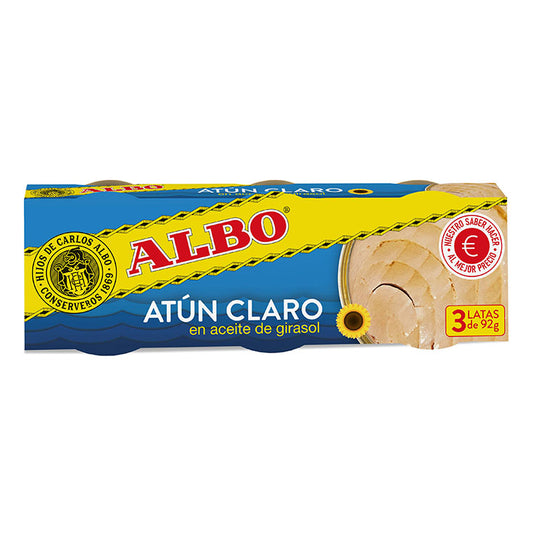 Atun claro aceite girasol ro100 Albo p3 92g escurr La Despensa