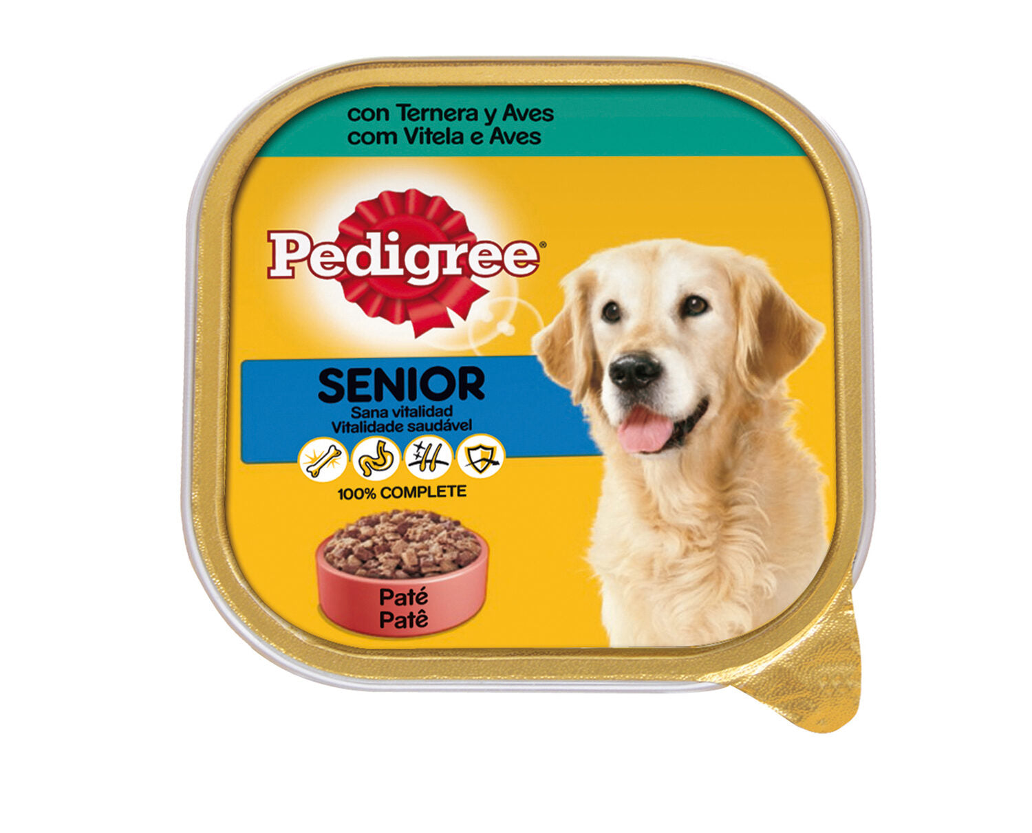Comida húmeda perro senior paté terner/ave tarrina Pedigree 300g