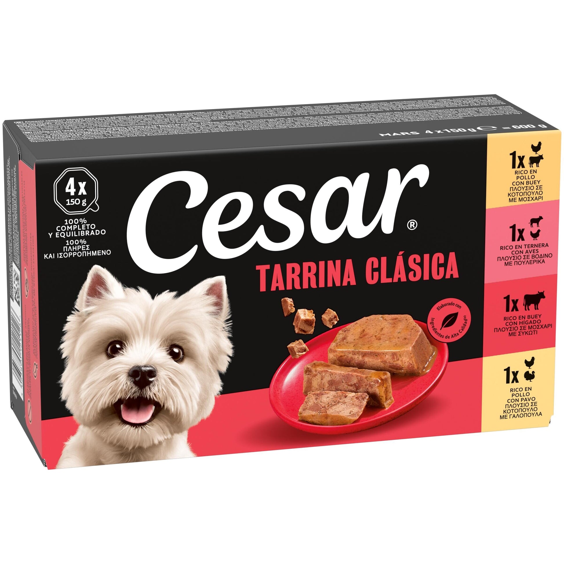 Comida húmeda perro clasicos tarrina Cesar p4 150g/u