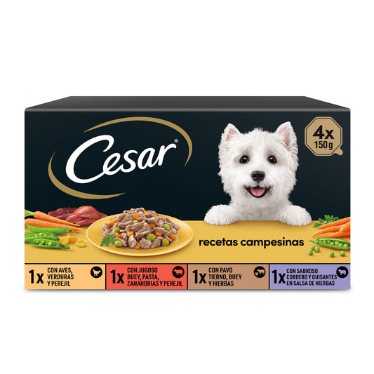 Comida húmeda  perro poll/verdu campesn tarrin Cesar p4 150g/u La Despensa