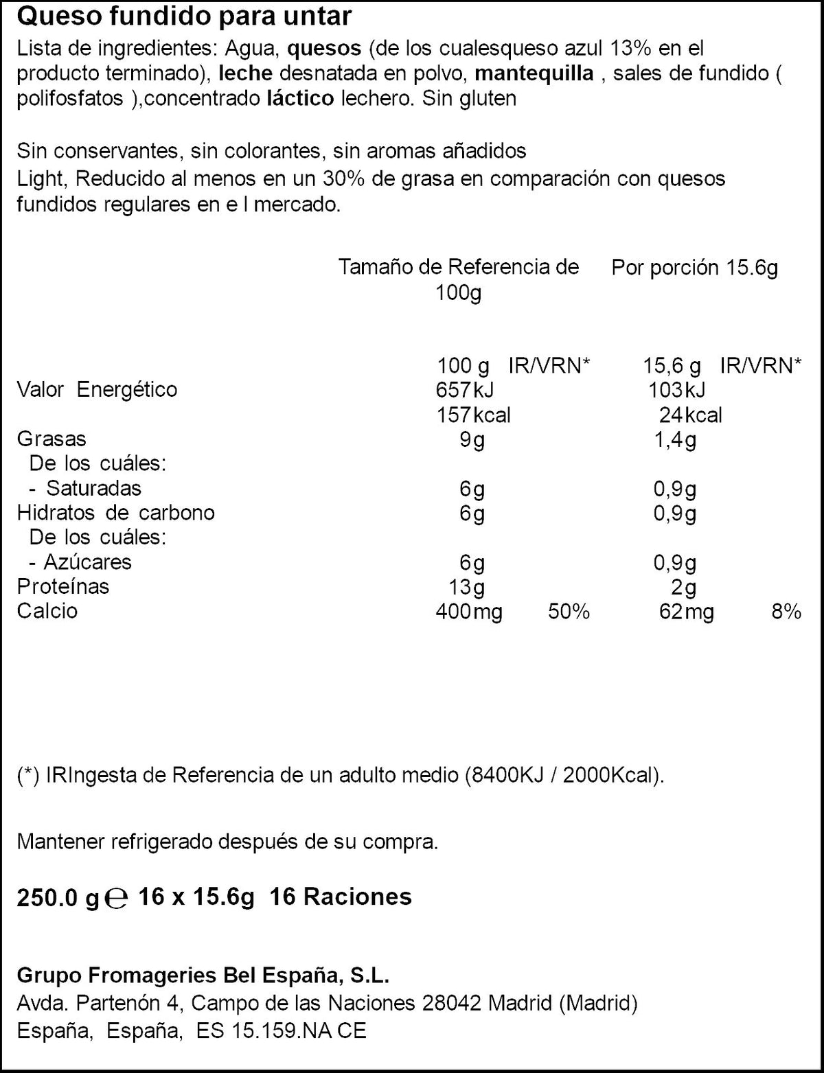 Queso azul Porcion La vaca que rie 250g