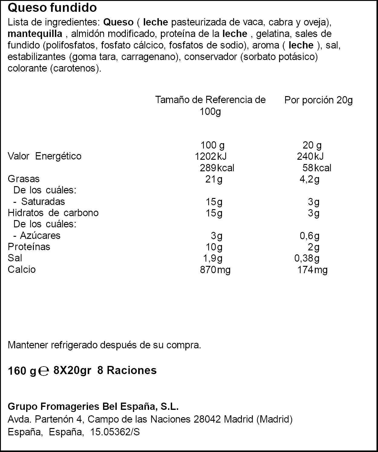 Queso lonchas sandwich Tranchettes 160g