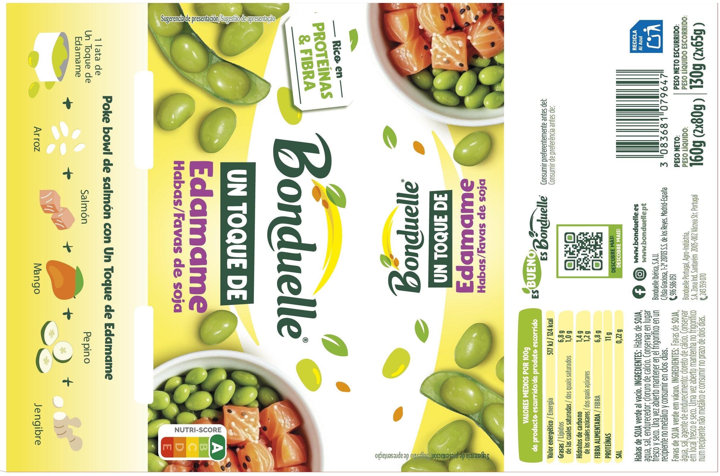 Edamame habas de soja lata Boundelle p2 130g/u escurr