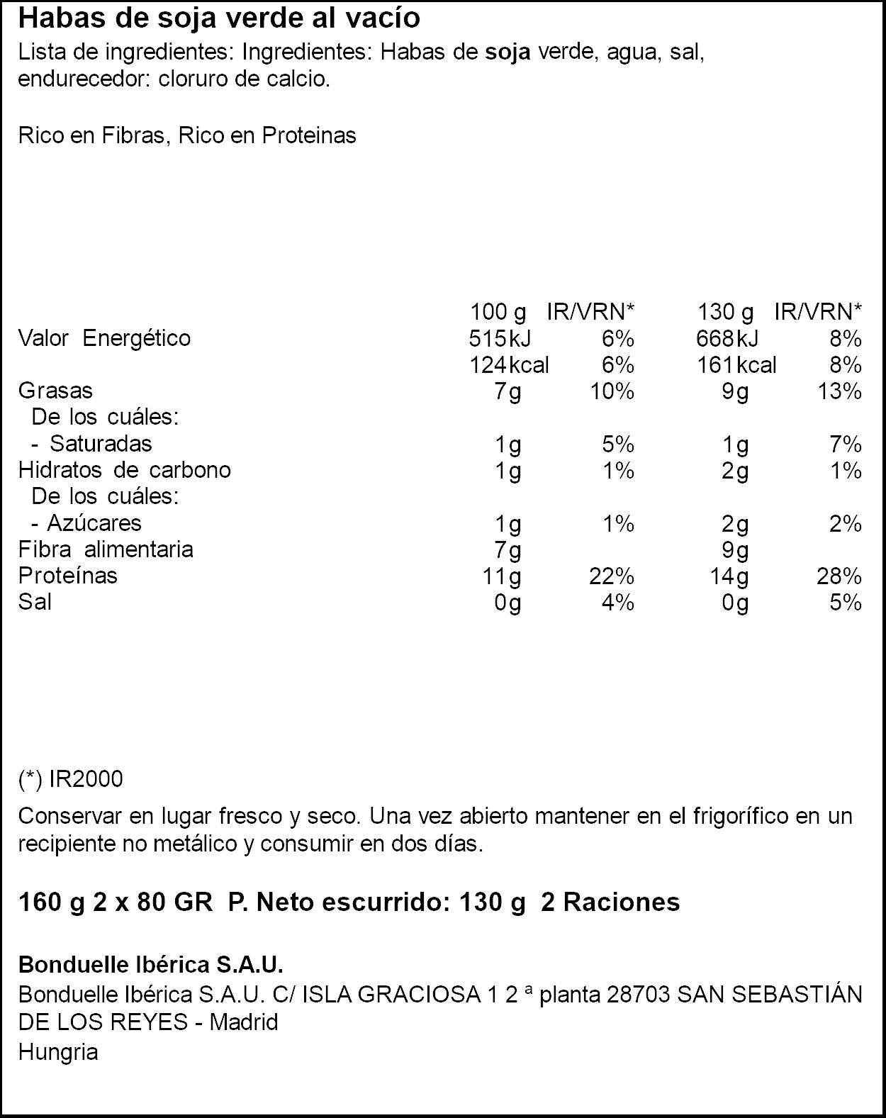 Edamame habas de soja lata Boundelle p2 130g/u escurr