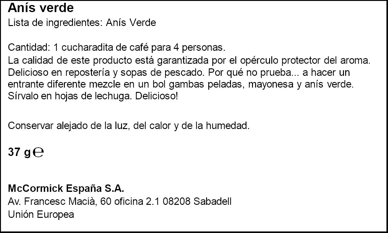 Anís verde Ducros 37g