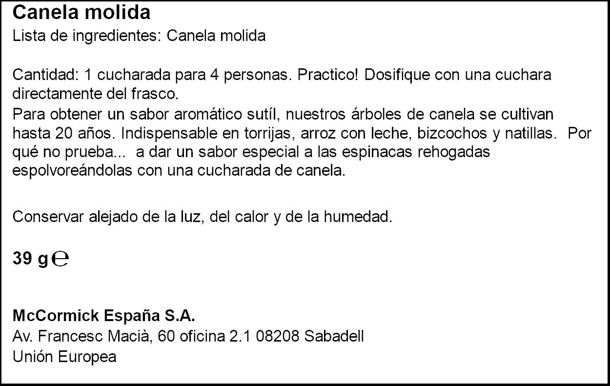 Canela molida Ducros 39g