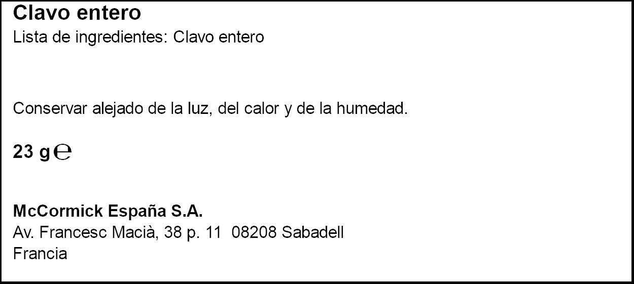 Clavo entero Ducros 23g