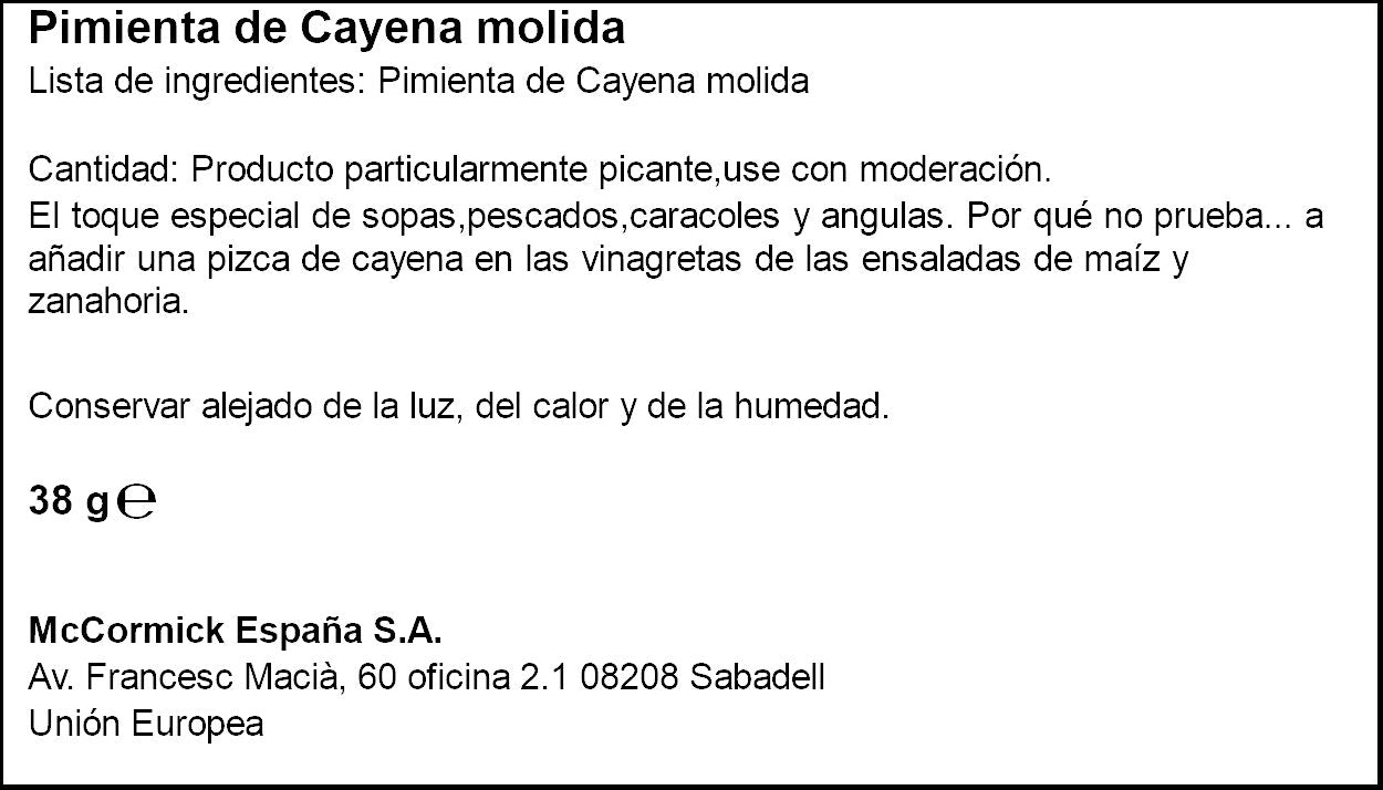 Pimienta cayena molida Ducros 38g