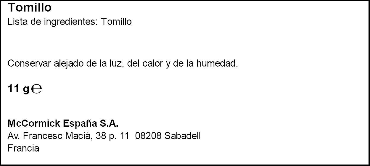 Tomillo entero Ducros 11g