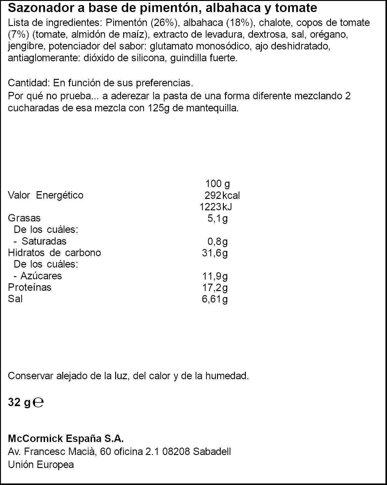 Sazonador spaguetti Ducros 32g