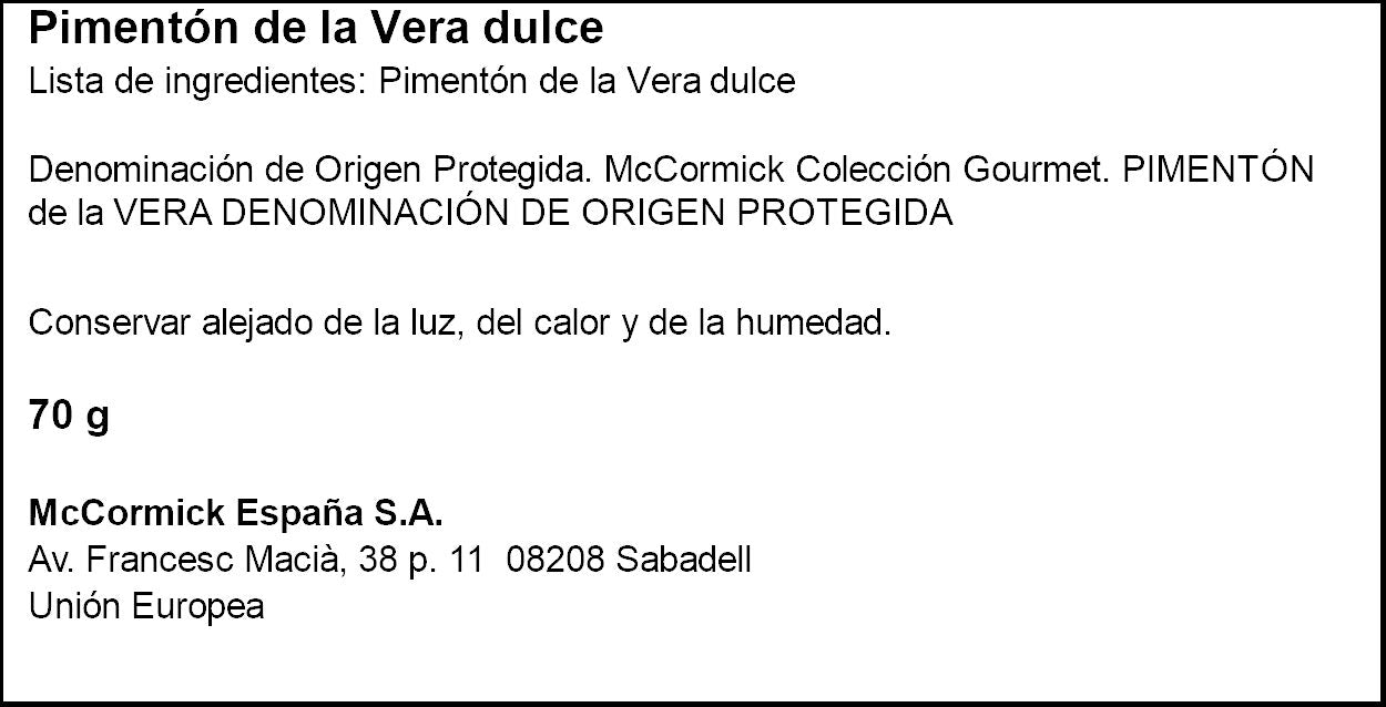 Pimentón vera Mccormick 70g