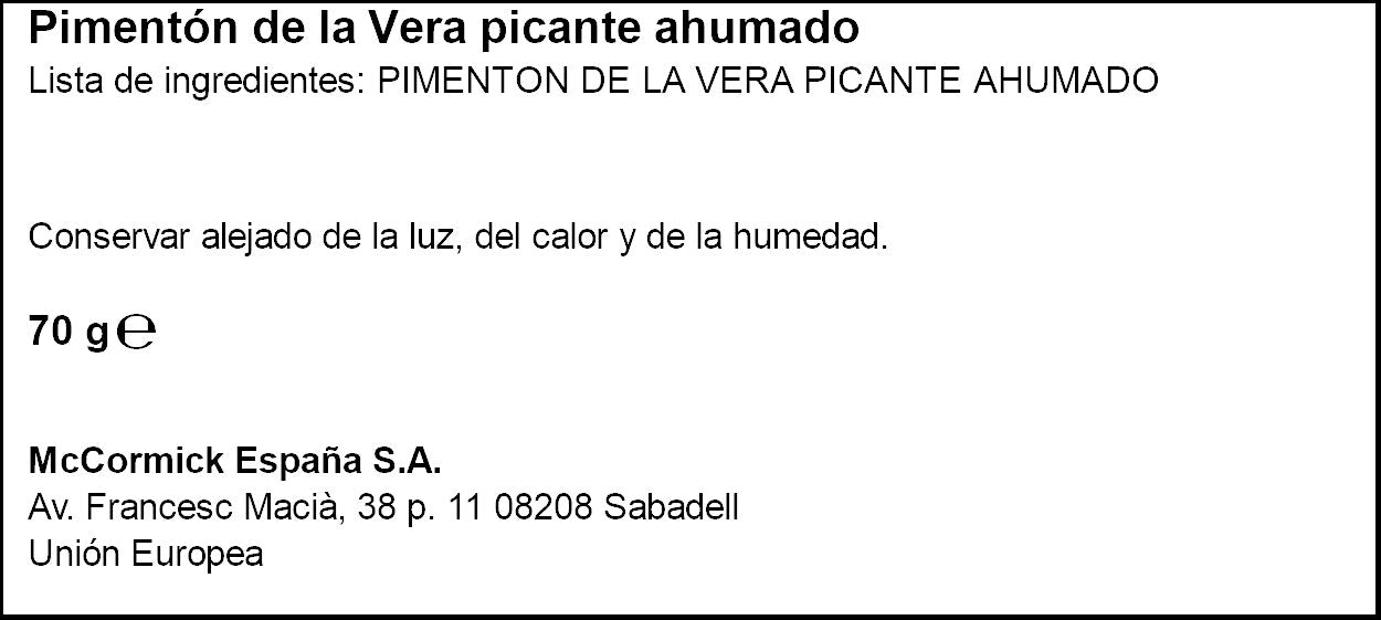PIMENTÓN PICANTE DE LA VERA LATA MCCORMICK 13G