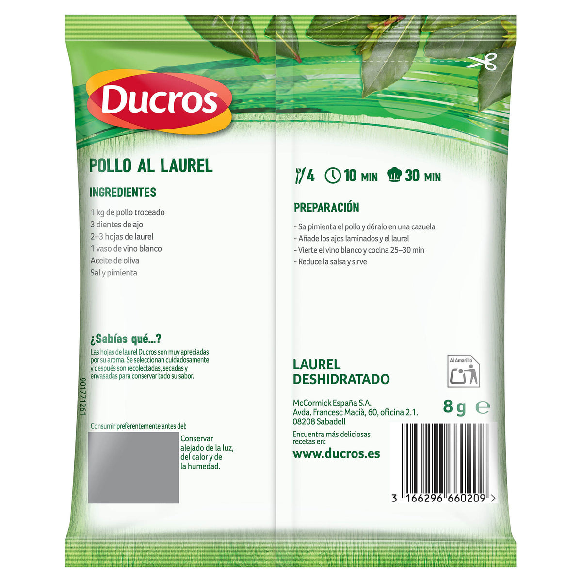 Laurel hojas bolsa Ducros 8g