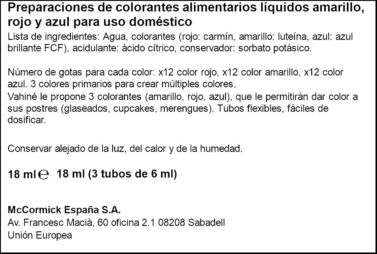 Decoración colorante postres Vahiné p3 6ml/u