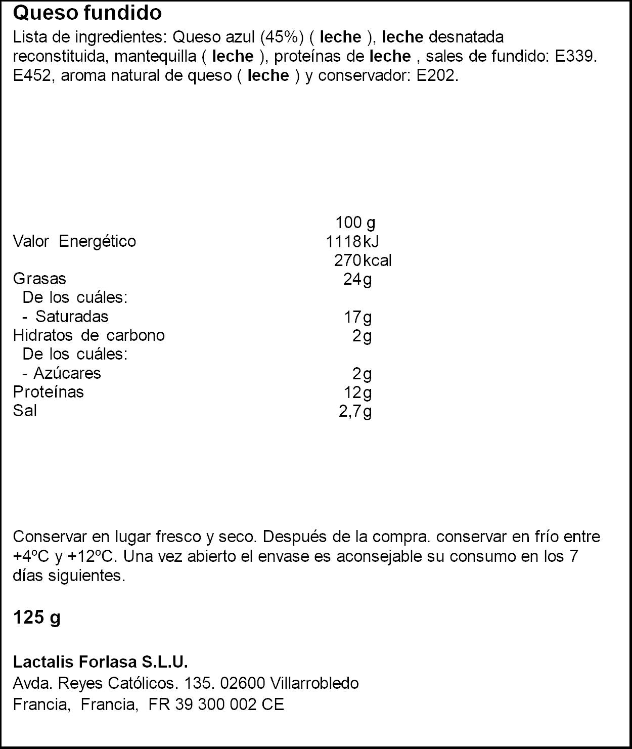 Crema de queso azul Président 125g