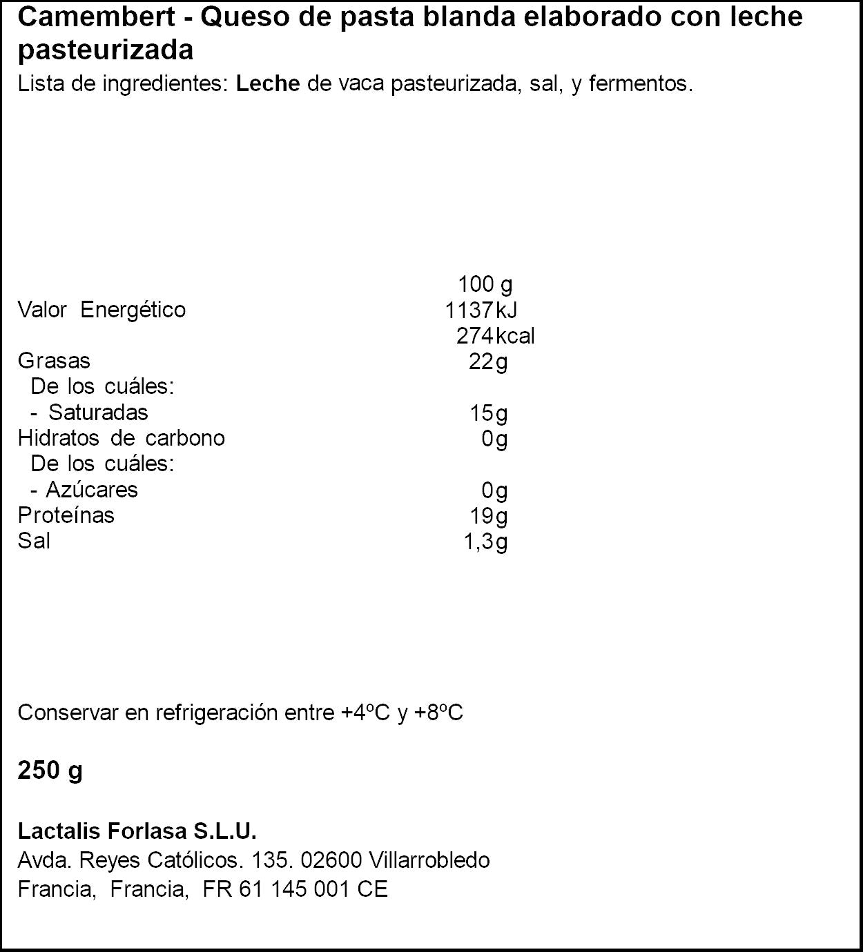 Queso camenbert porción Président p8 250g