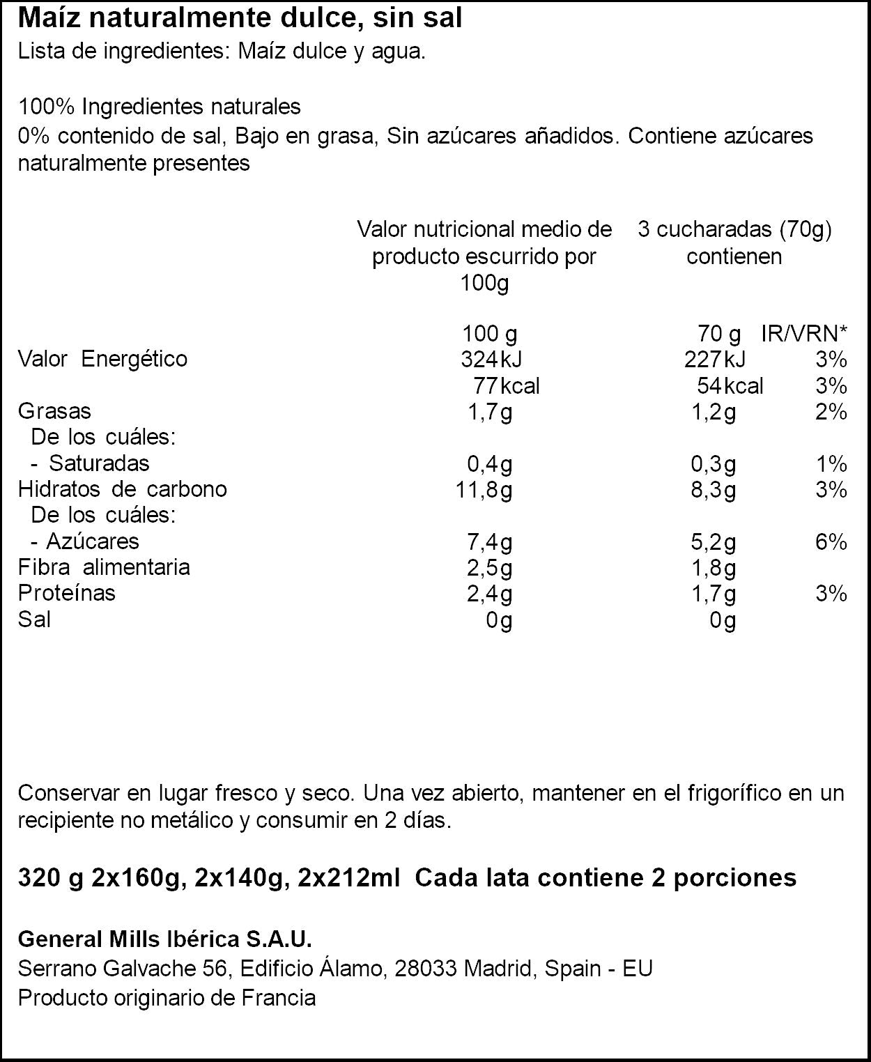 Maíz dulce ligero Gigante p2 140g/u escurr