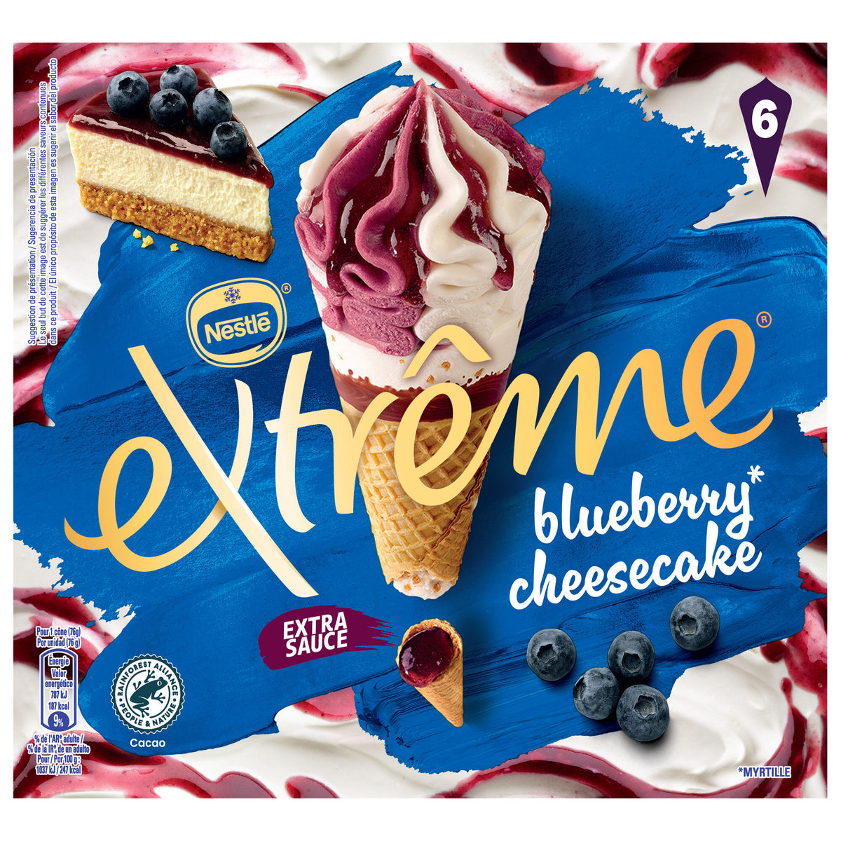 Cono blueberry cheesecake Extreme p6 120ml/u