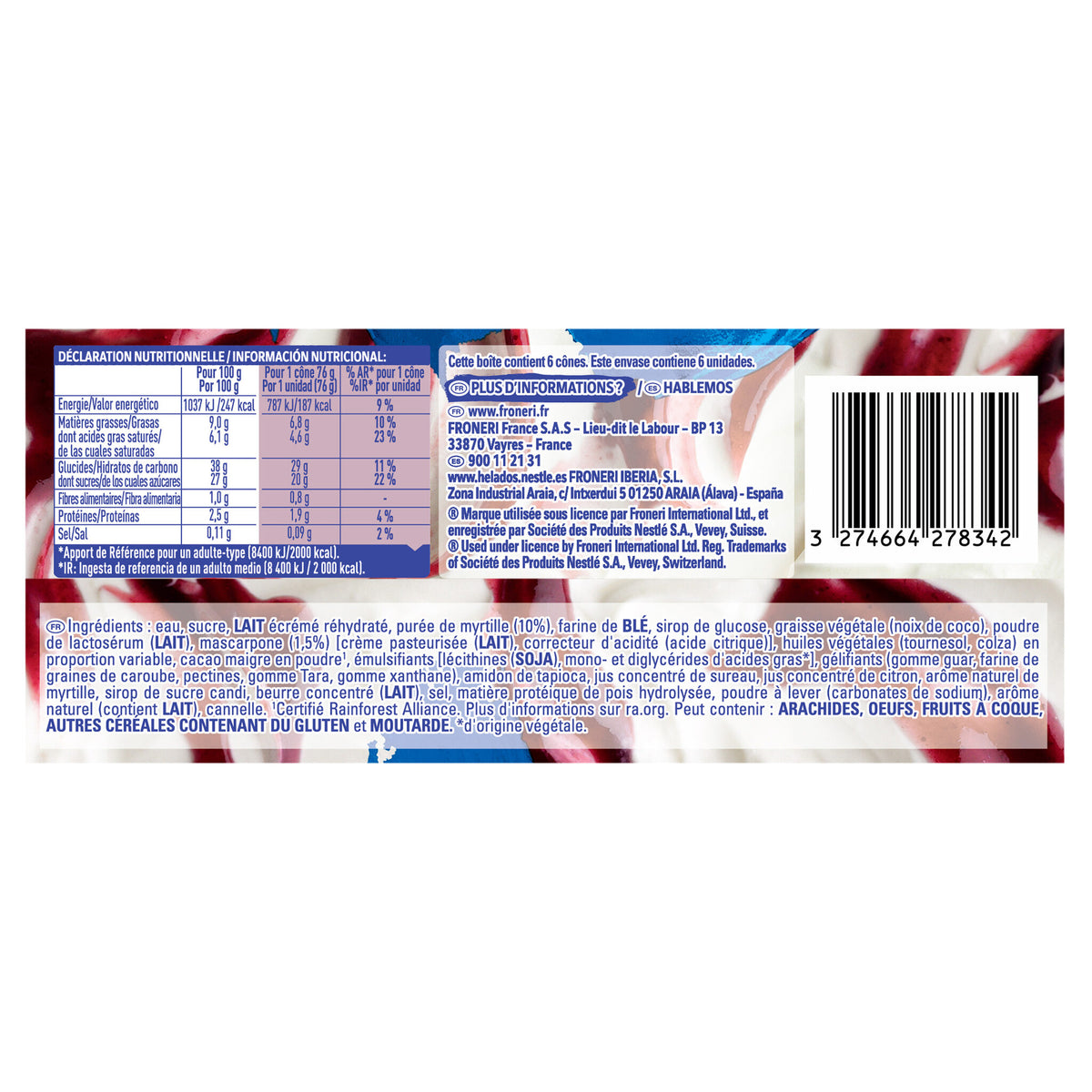 Cono blueberry cheesecake Extreme p6 120ml/u