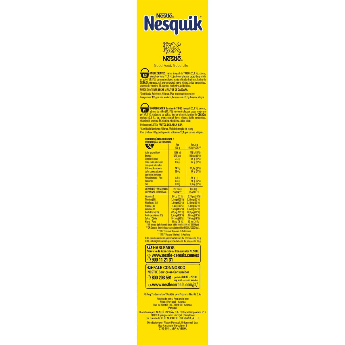 Cereal trigo inflado cacao Nesquik 375g