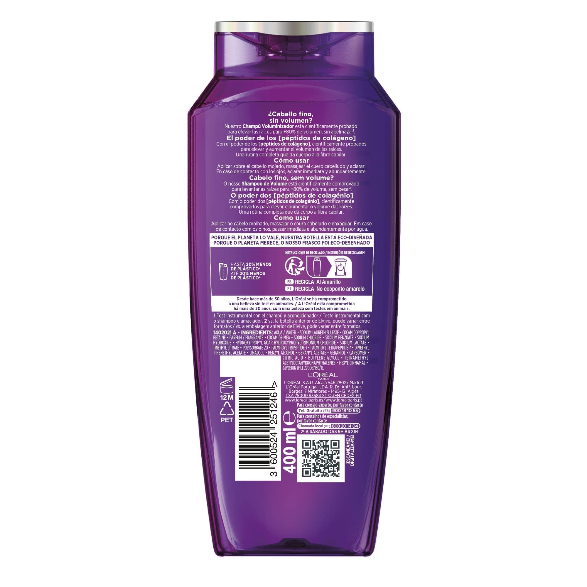 Champú voluminizado colageno Elvive 400ml