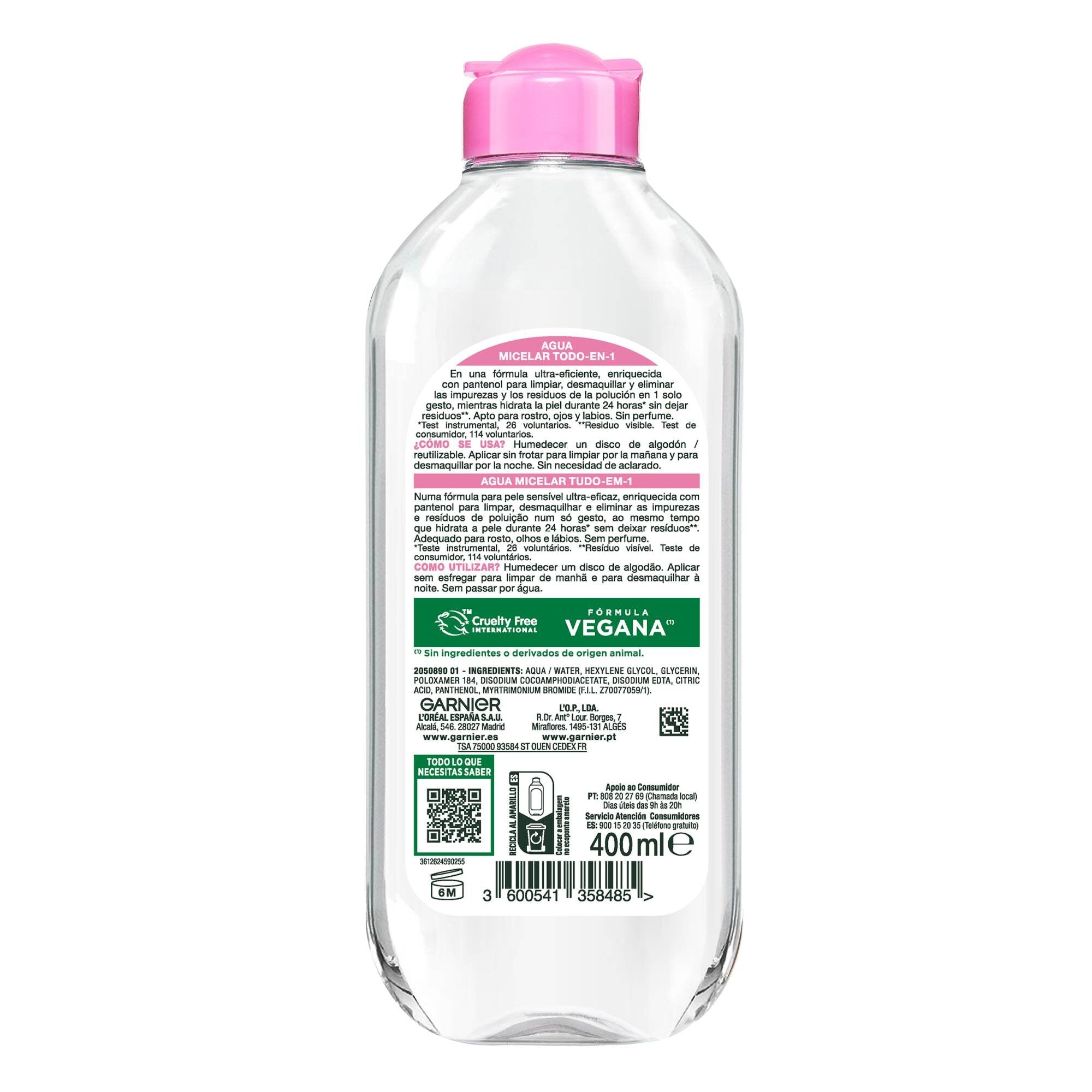 Agua micelar desmaquillante Garnier 400ml