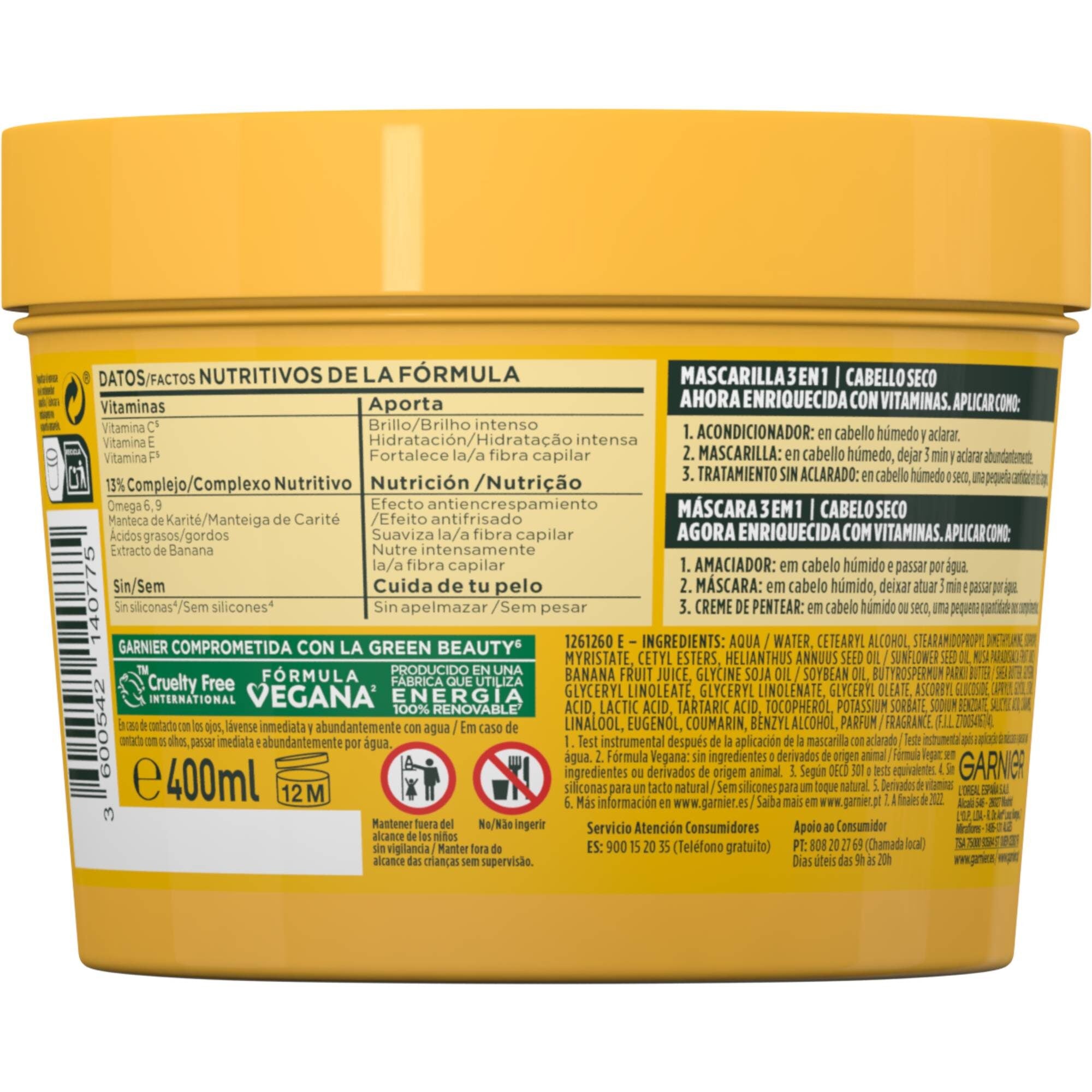 Mascarilla banana Fructis 390ml