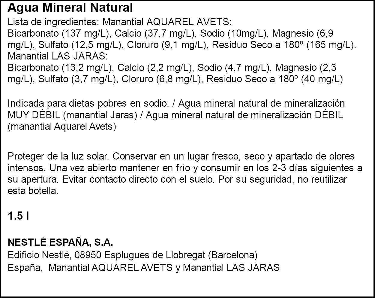 Agua  Aquarel 1.5l