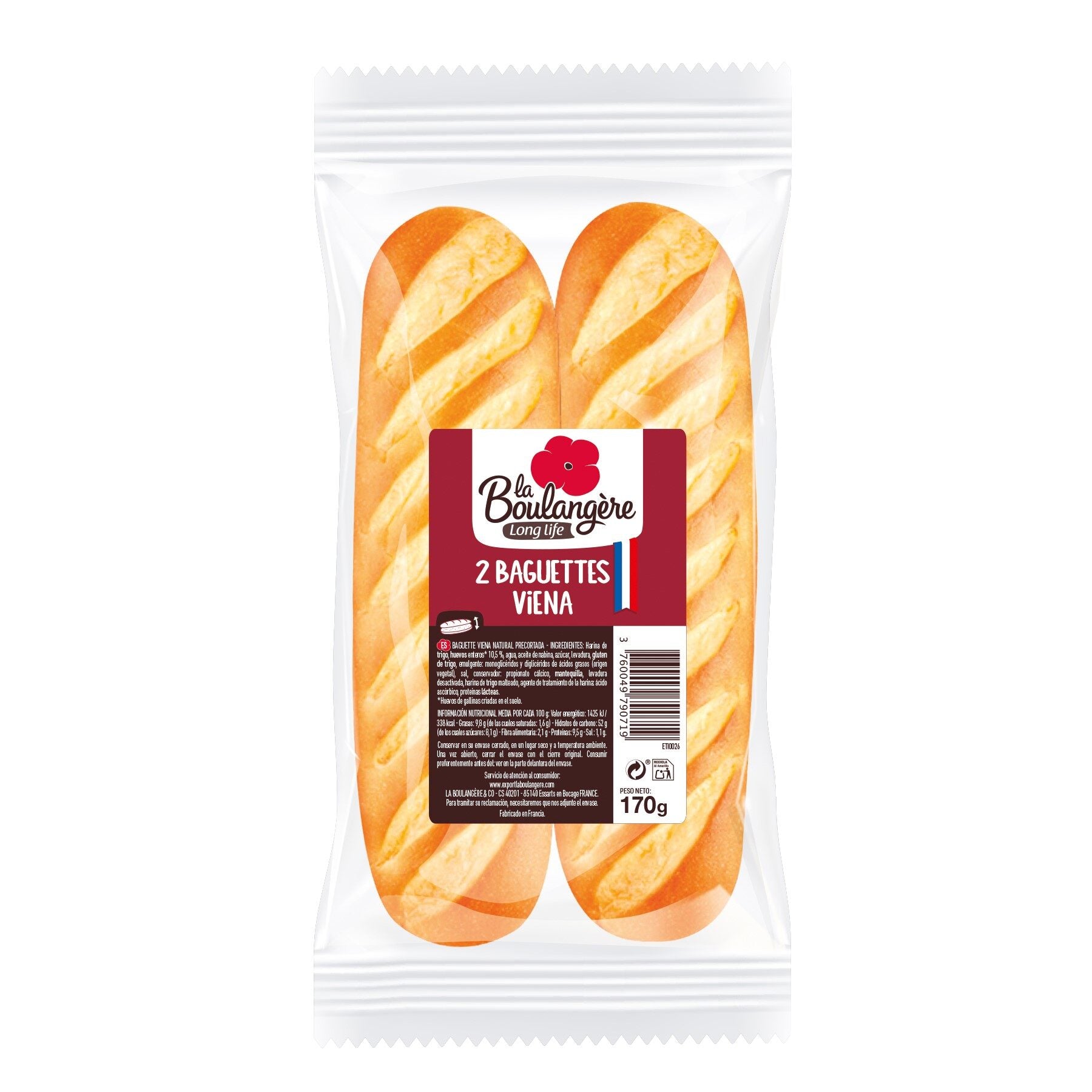 Baguette vienesas La boulangere p2 170g/u