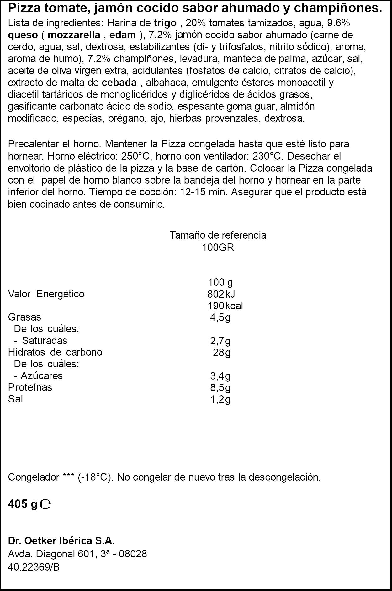Pizza jamon casa di mam Dr oetker 400g