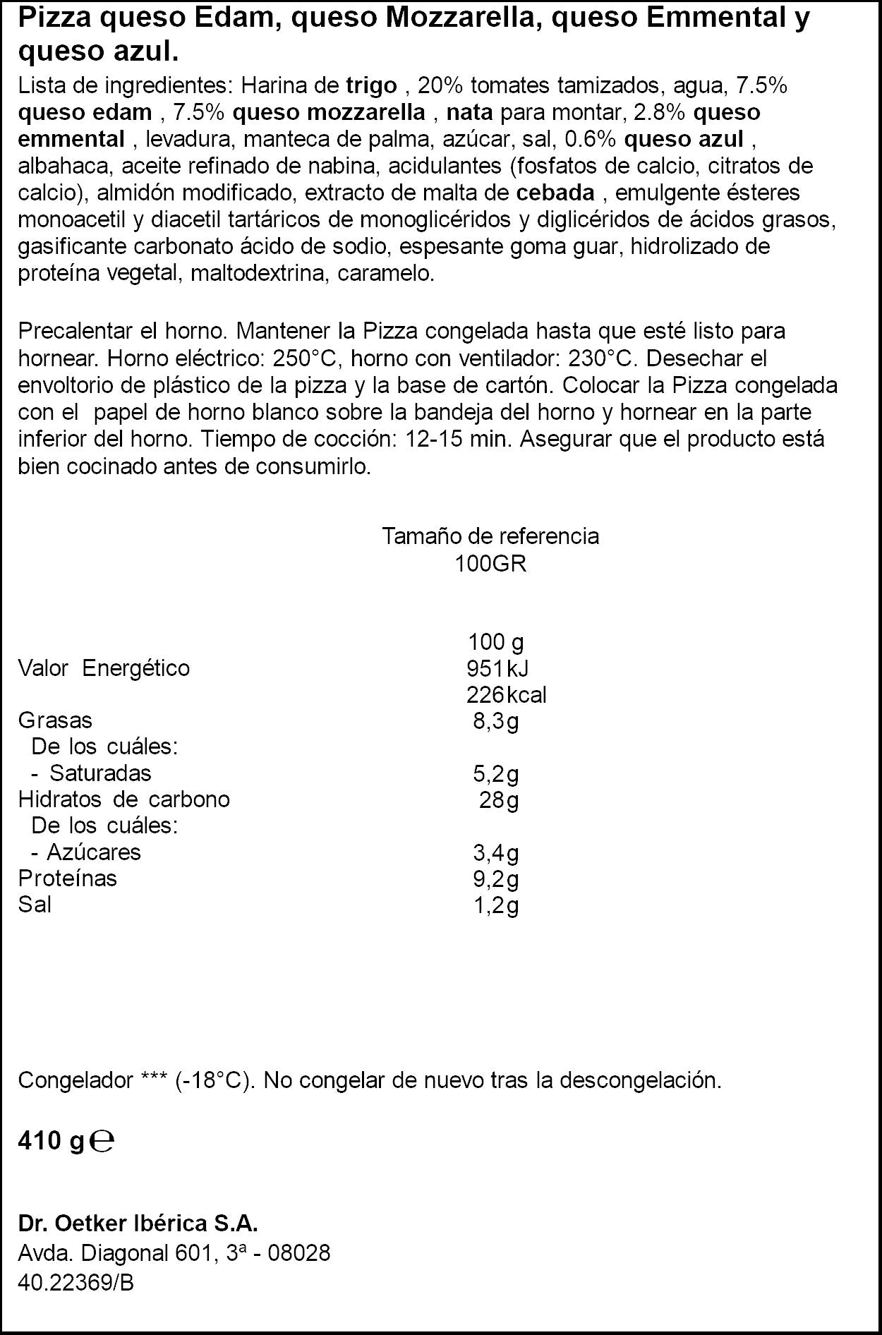 Pizza 4 quesos Casa di mama Dr oetker 410g