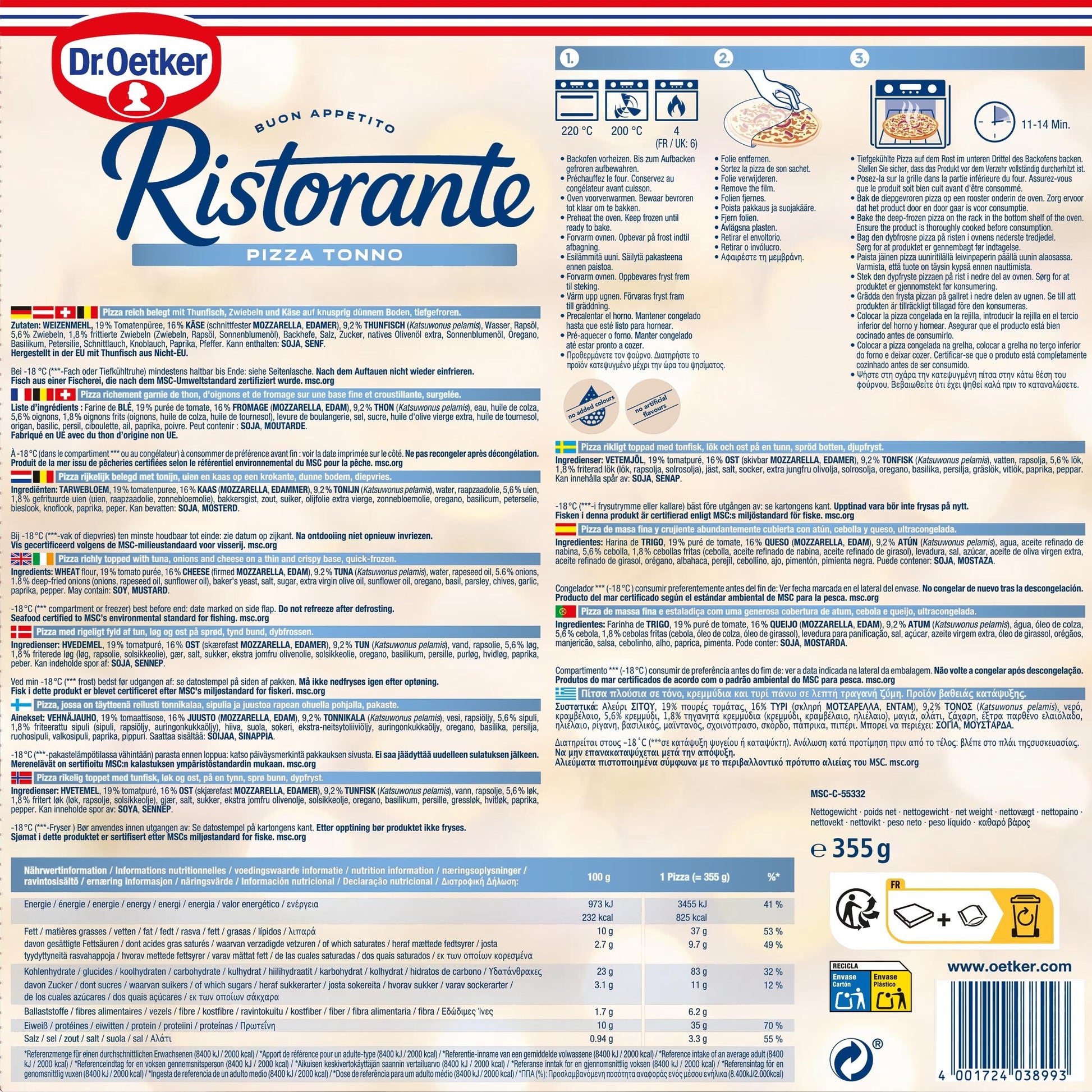 Pizza atun ristorante Dr oetker 380g