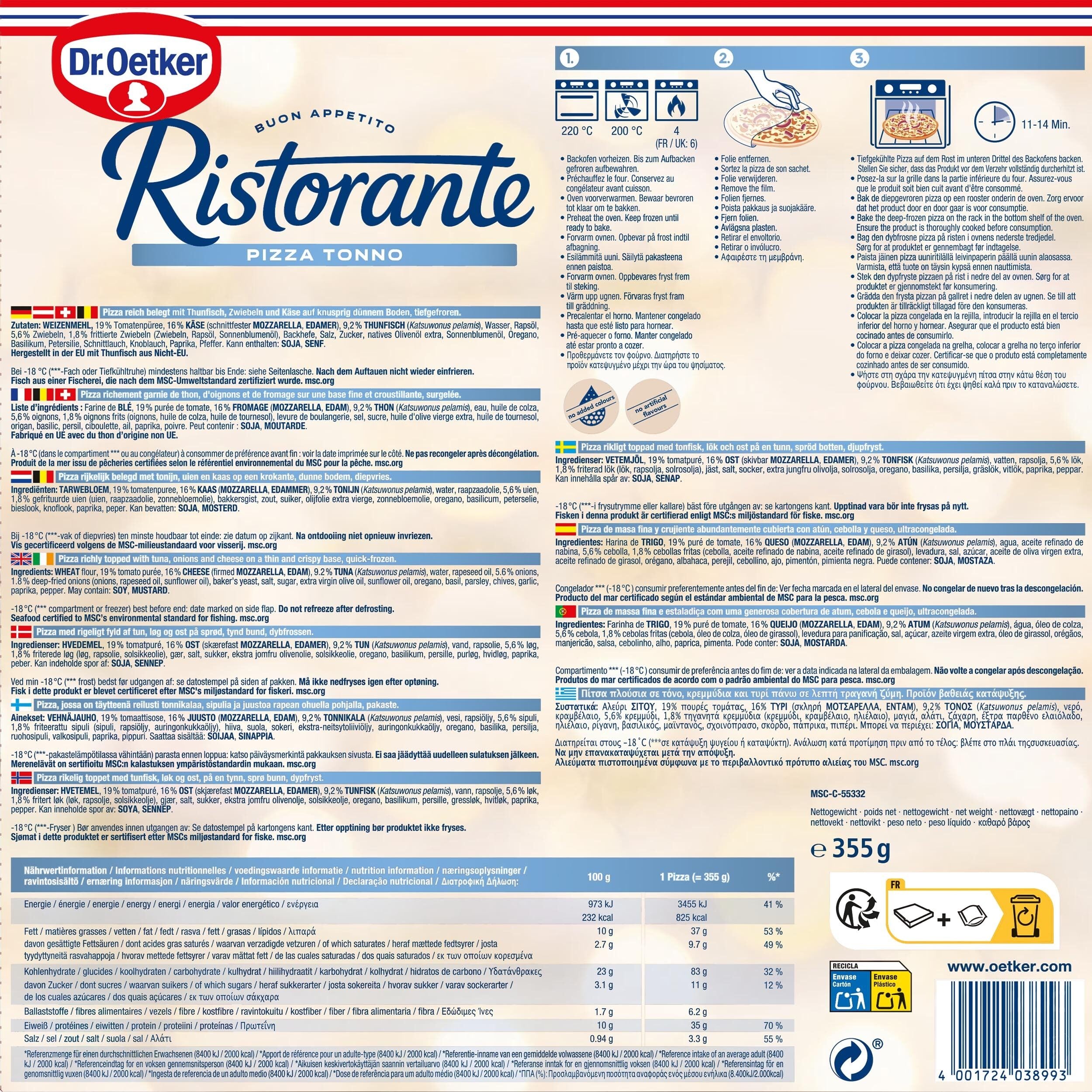 Pizza atun ristorante Dr oetker 380g