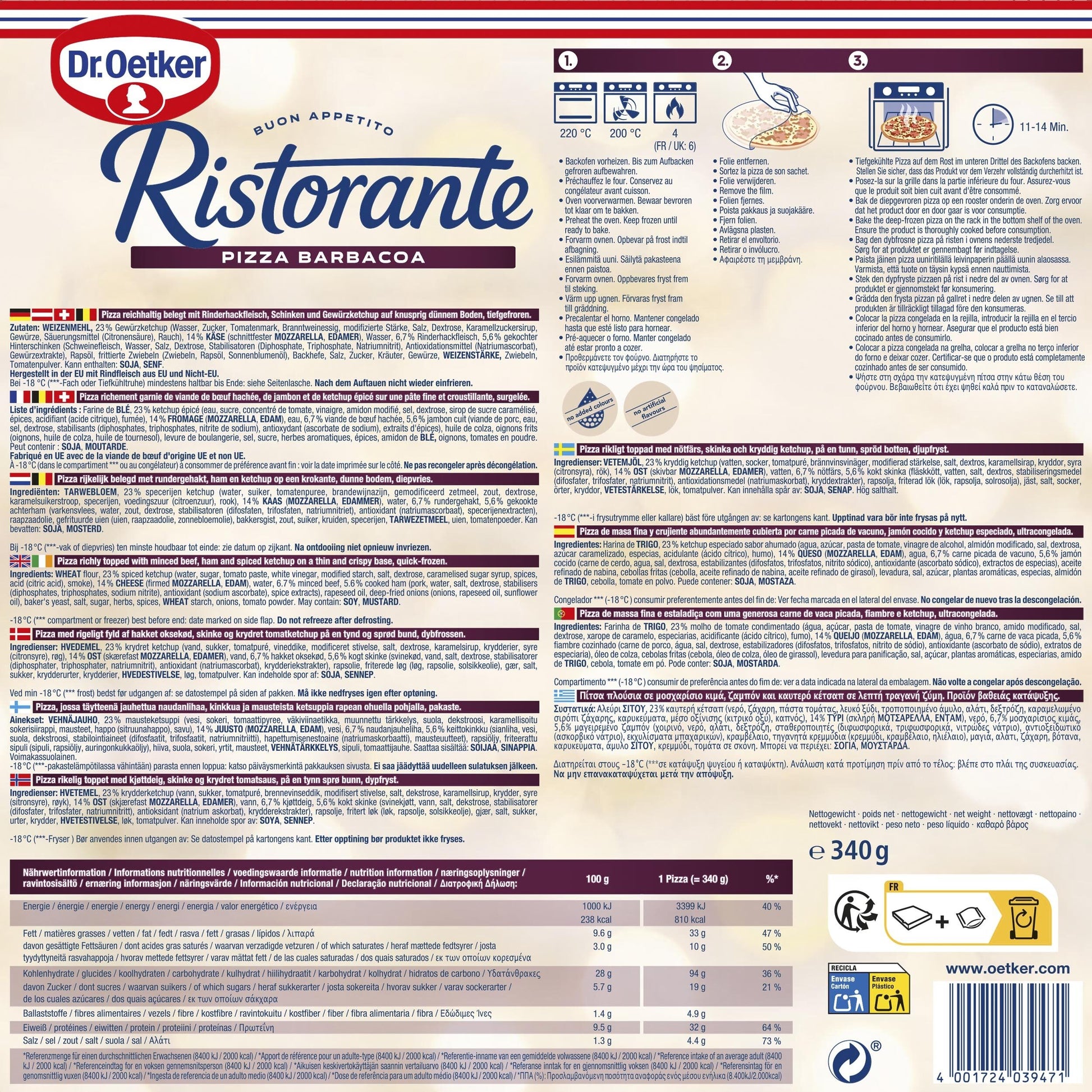 Pizza barbacoa ristorante Dr oetker 340g